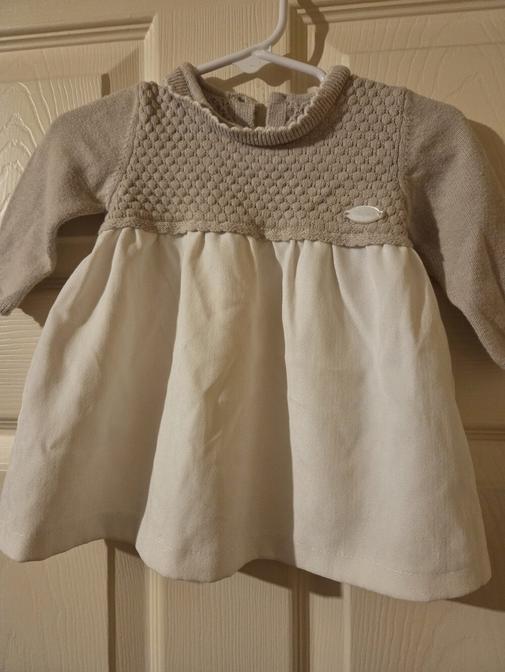 Mayoral Beige Knit Bodice Cream Skirt Baby Dress